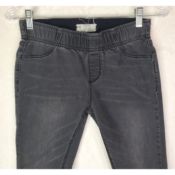 Free People Flared Bell Bottom Denim Jean Elastic Waist Pull On Women Sz 28 Gray - Picture 4 of 11